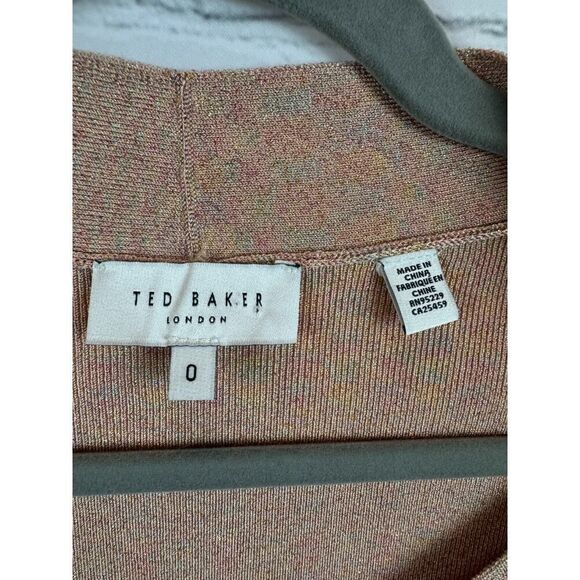 TED BAKER Eloisy dusky pink faux wrap cross over knit pullover size 0 (2 US) - Picture 6 of 7